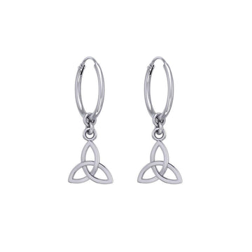 Celtic Knotwork Silver Triquetra or Trinity Knot Hoop Earrings TER2056 - Jewelry